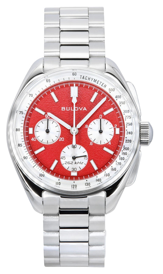 Bulova Lunar Pilot Chronograph Stainless Steel Red Dial Quartz 96K115 Men's Watch