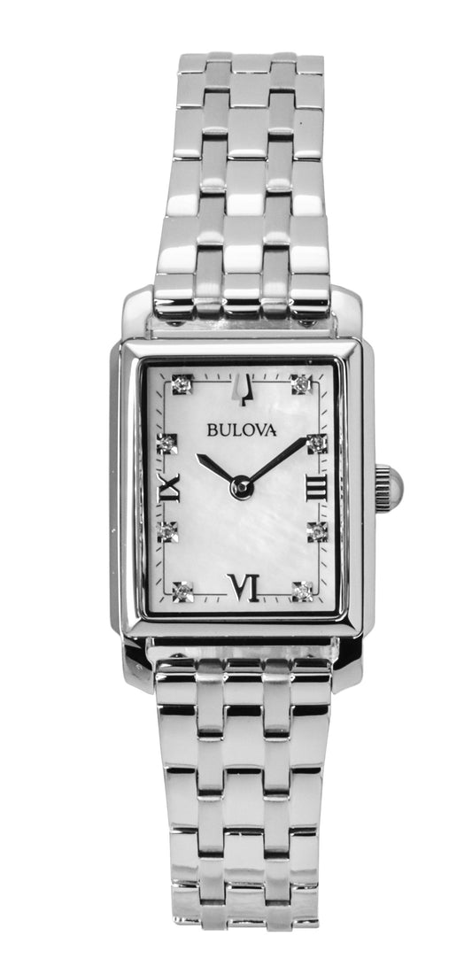 Bulova Sutton Classic Diamond Stainless Steel Mother Of Pearl Dial Quartz 96P244 Women's Watch