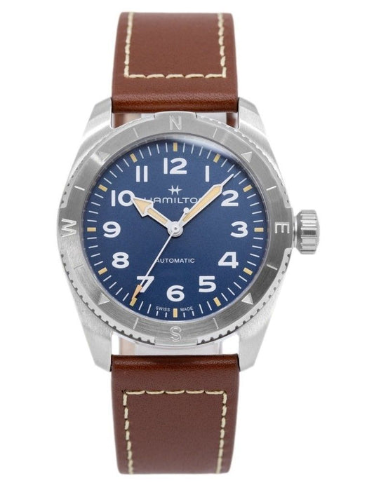 Hamilton Khaki Field Expedition Leather Strap Blue Dial Automatic H70225540 100M Men's Watch