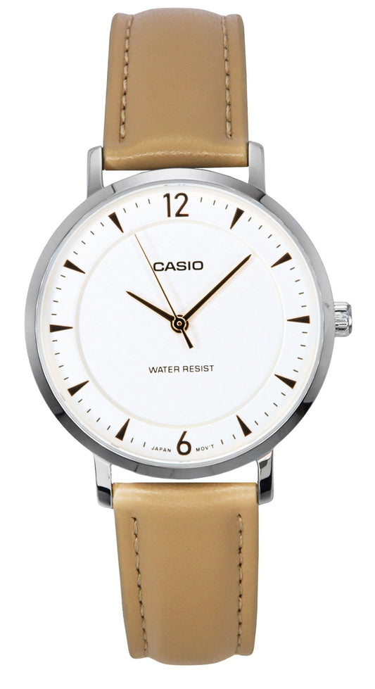 Casio Standard Analog Leather Strap Cream Dial Quartz LTP-VT04L-7A1 Women's Watch