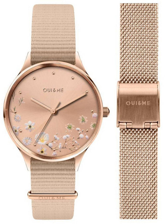 Oui & Me Petite Bichette Rose Gold Sunray Dial Nylon Strap Quartz ME010174 Women's Watch