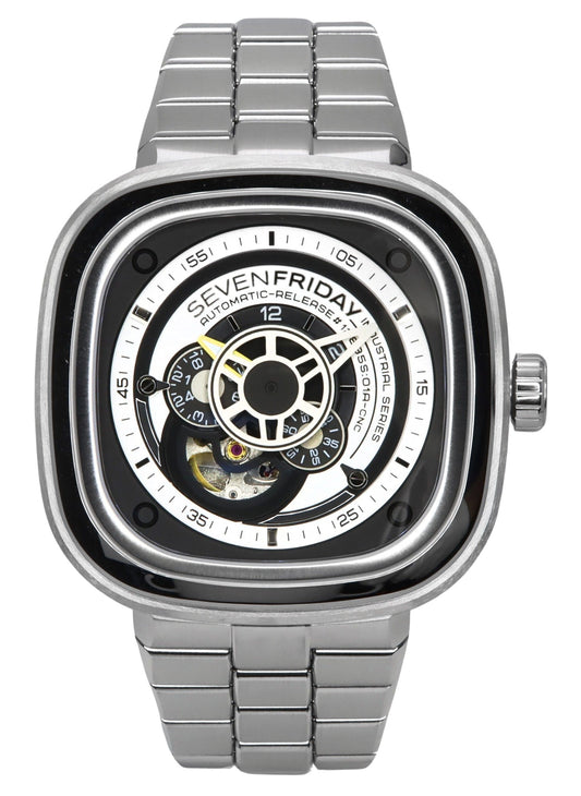 Sevenfriday P-Series NFC Black And White Open Heart Dial Automatic P1B/01M SF-P1B-01M Men's Watch
