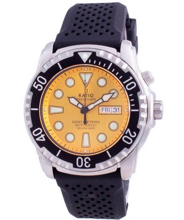 Ratio 2nd Generation Free Diver Helium-Safe Automatic 1068HA90-34VA-YLW-V02 1000M Men's Watch