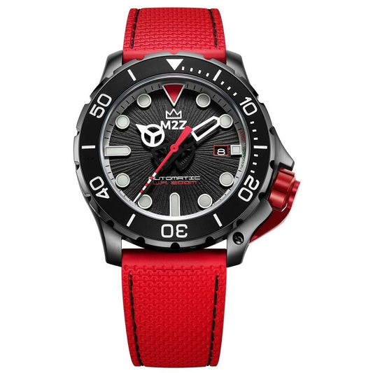 M2Z Diver 200 Sapphire Glass Red Strap Black Dial Automatic 200-005 200M Men's Watch