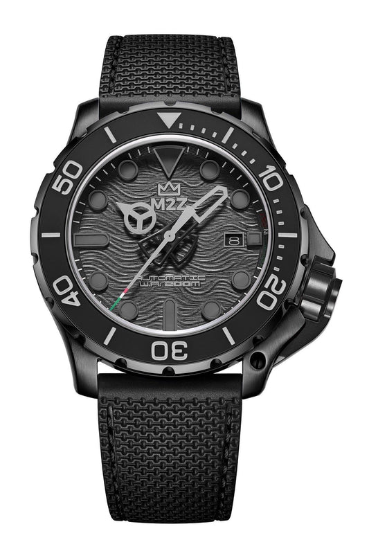 M2Z Diver 200 Sapphire Glass Black Strap Black Dial Automatic Diver's 200-009 200M Men's Watch