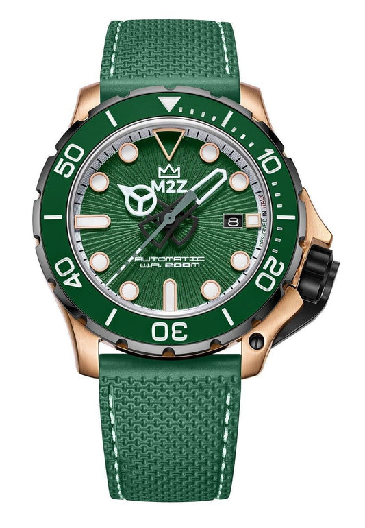 M2Z Diver 200 Sapphire Glass Green Strap Green Dial Automatic Diver's 200-010 200M Men's Watch