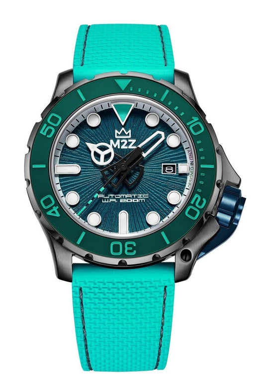 M2Z Diver 200 Sapphire Glass Grey Green Strap Green Dial Automatic Diver's 200-011 200M Men's Watch