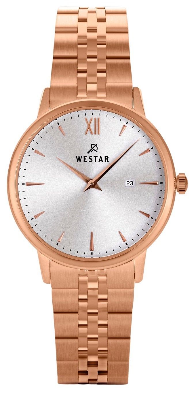 Westar Profile Rose Gold Tone Stainless Steel Silver Dial Quartz 40215PPN607 Women's Watch