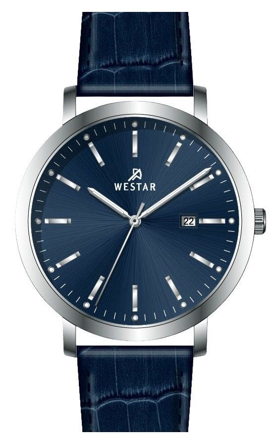 Westar Profile Leather Strap Blue Dial Quartz 50216STN144 Men's Watch