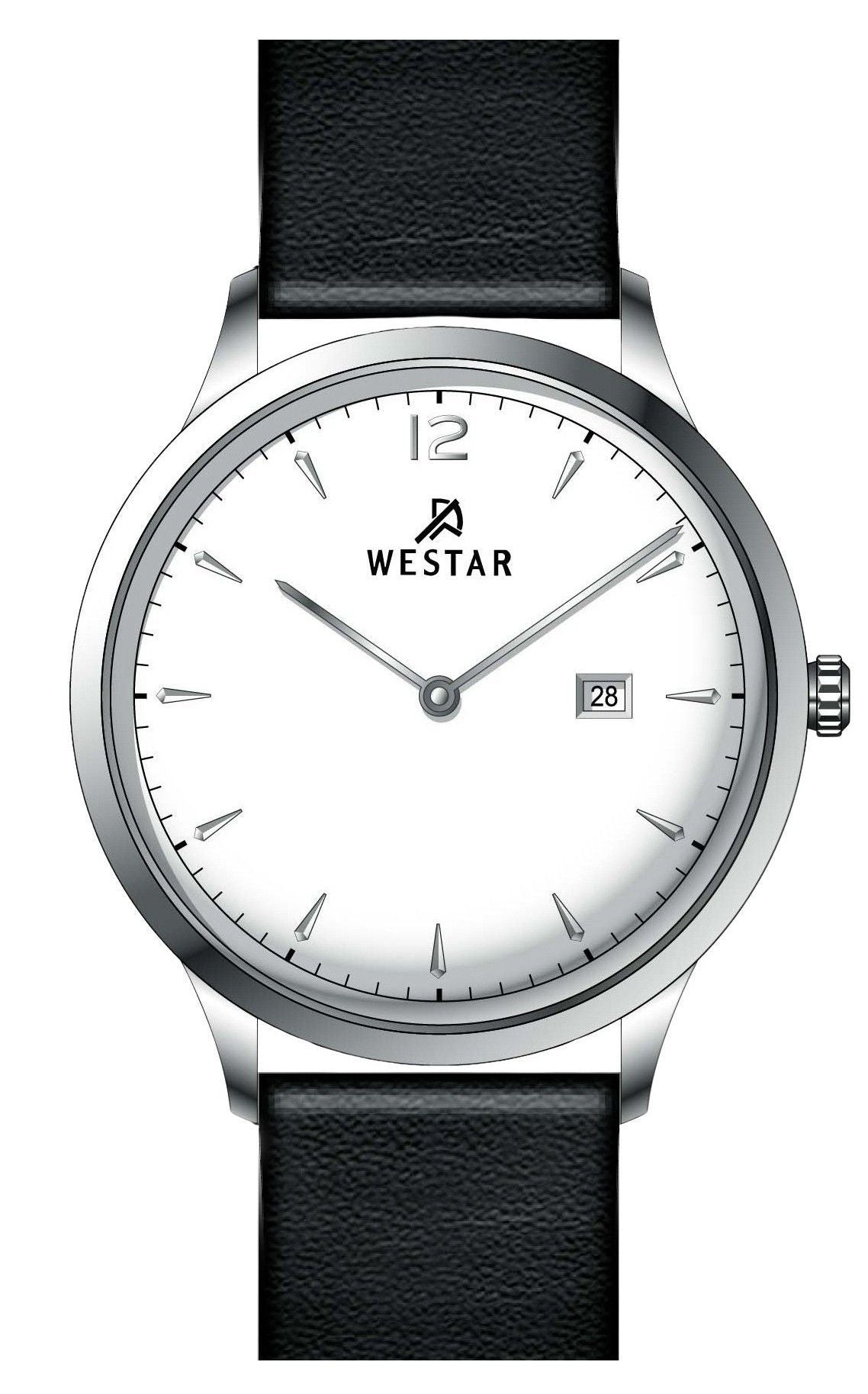 Westar Profile Leather Strap White Dial Quartz 50217STN101 Men's Watch