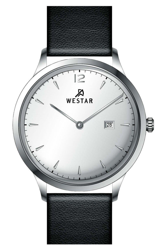 Westar Profile Leather Strap Silver Dial Quartz 50217STN107 Men's Watch