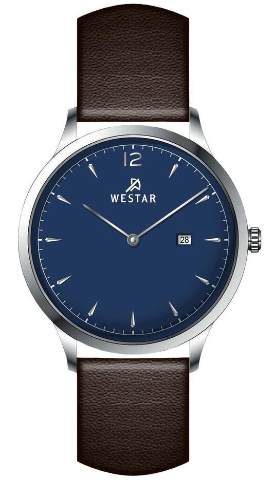 Westar Profile Leather Strap Blue Dial Quartz 50217STN124 Men's Watch