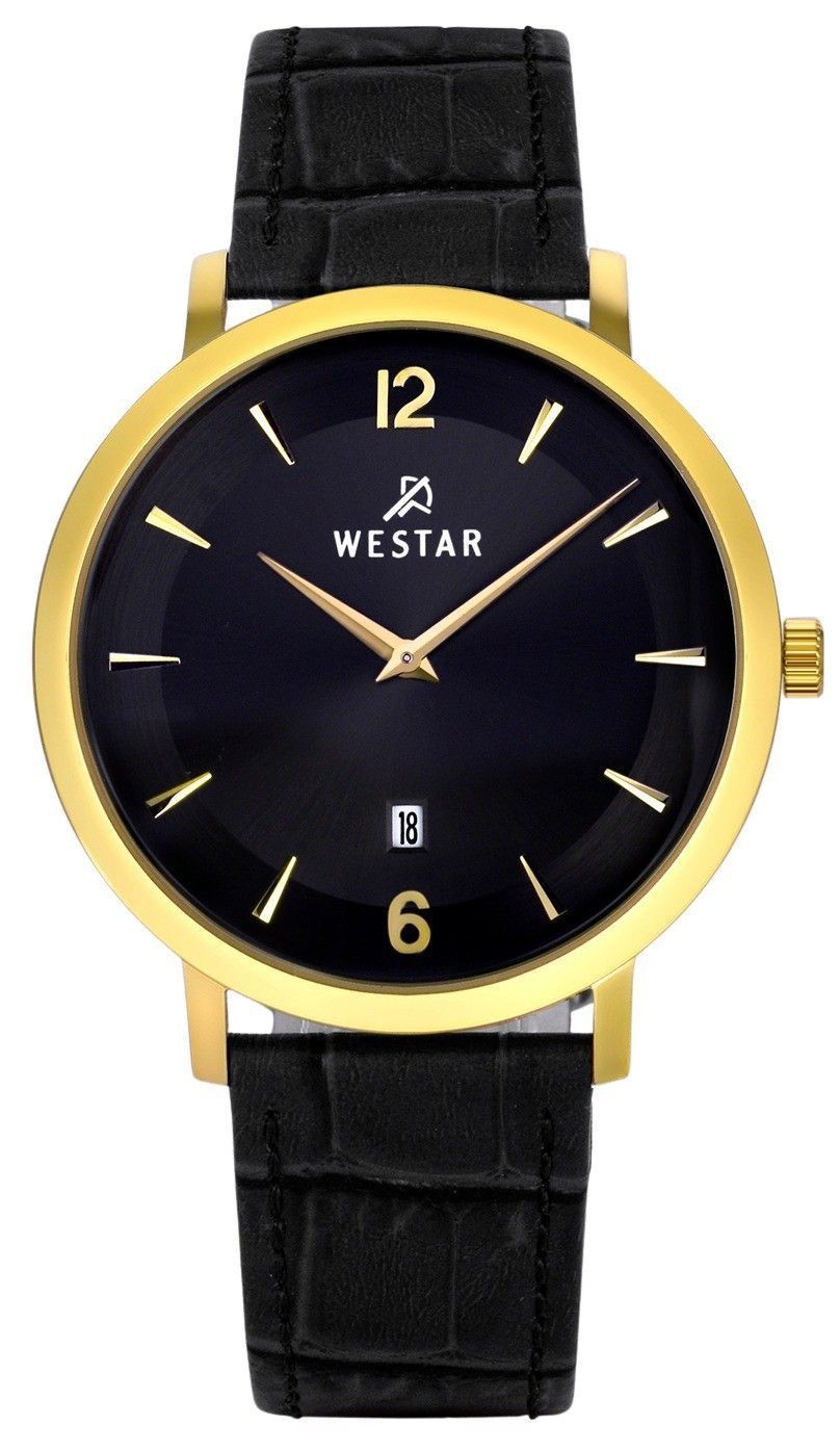 Westar Profile Leather Strap Black Dial Quartz 50219GPN103 Men's Watch