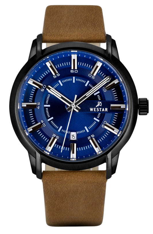 Westar Profile Leather Strap Blue Dial Quartz 50228BBN184 Men's Watch