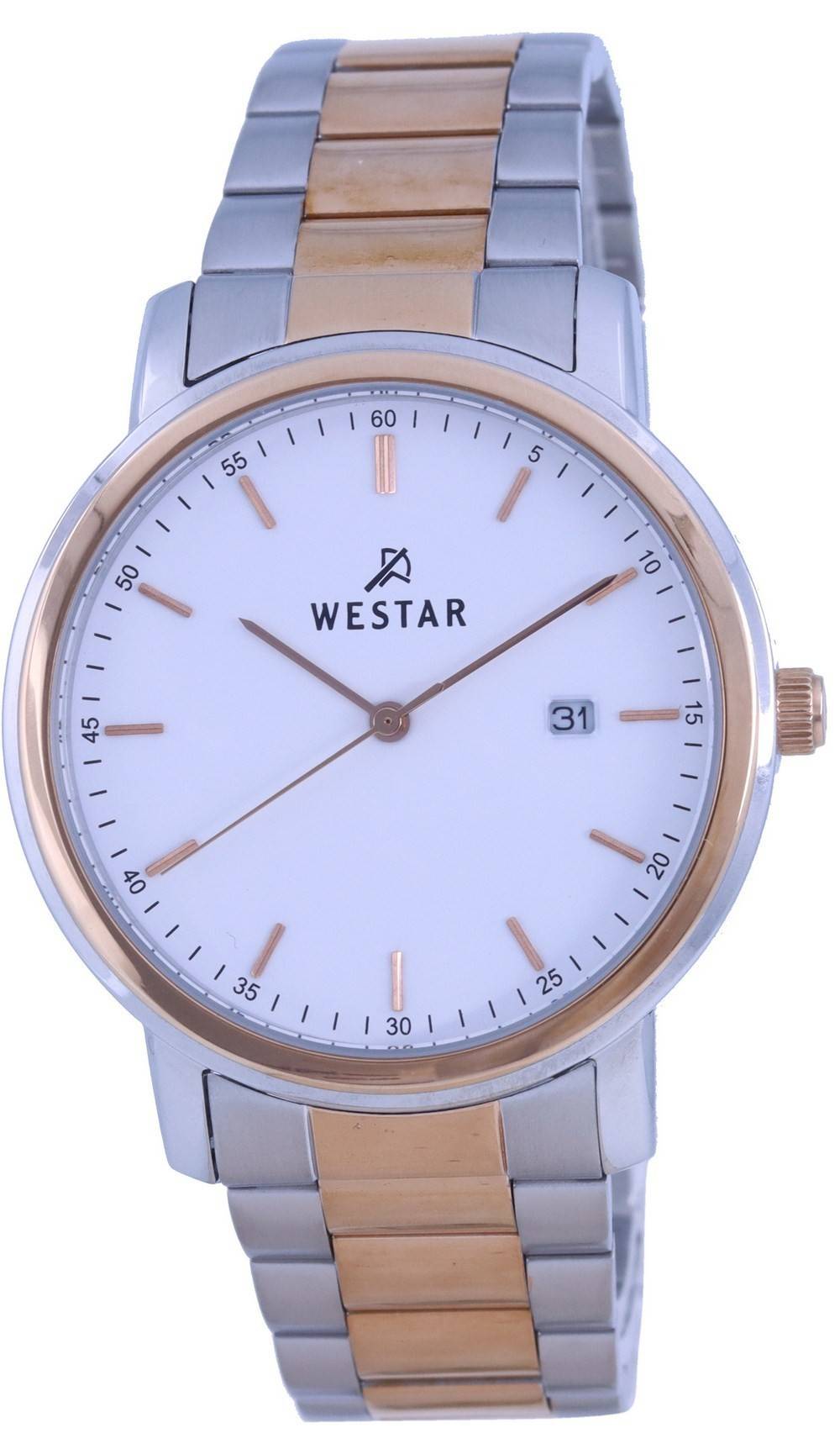 Westar White Dial Two Tone Stainless Steel Quartz 50243 SPN 601 Men's Watch