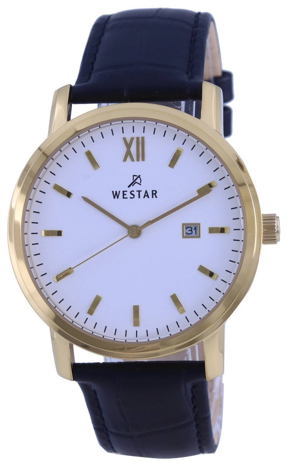 Westar White Dial Gold Tone Stainless Steel Quartz 50244 GPN 101 Men's Watch