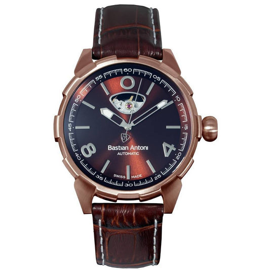 Bastian Antoni Turbulent BA01 Rose Gold Tone Stainless Steel Dark Brown Dial Automatic Men's Watch - 8719326505862