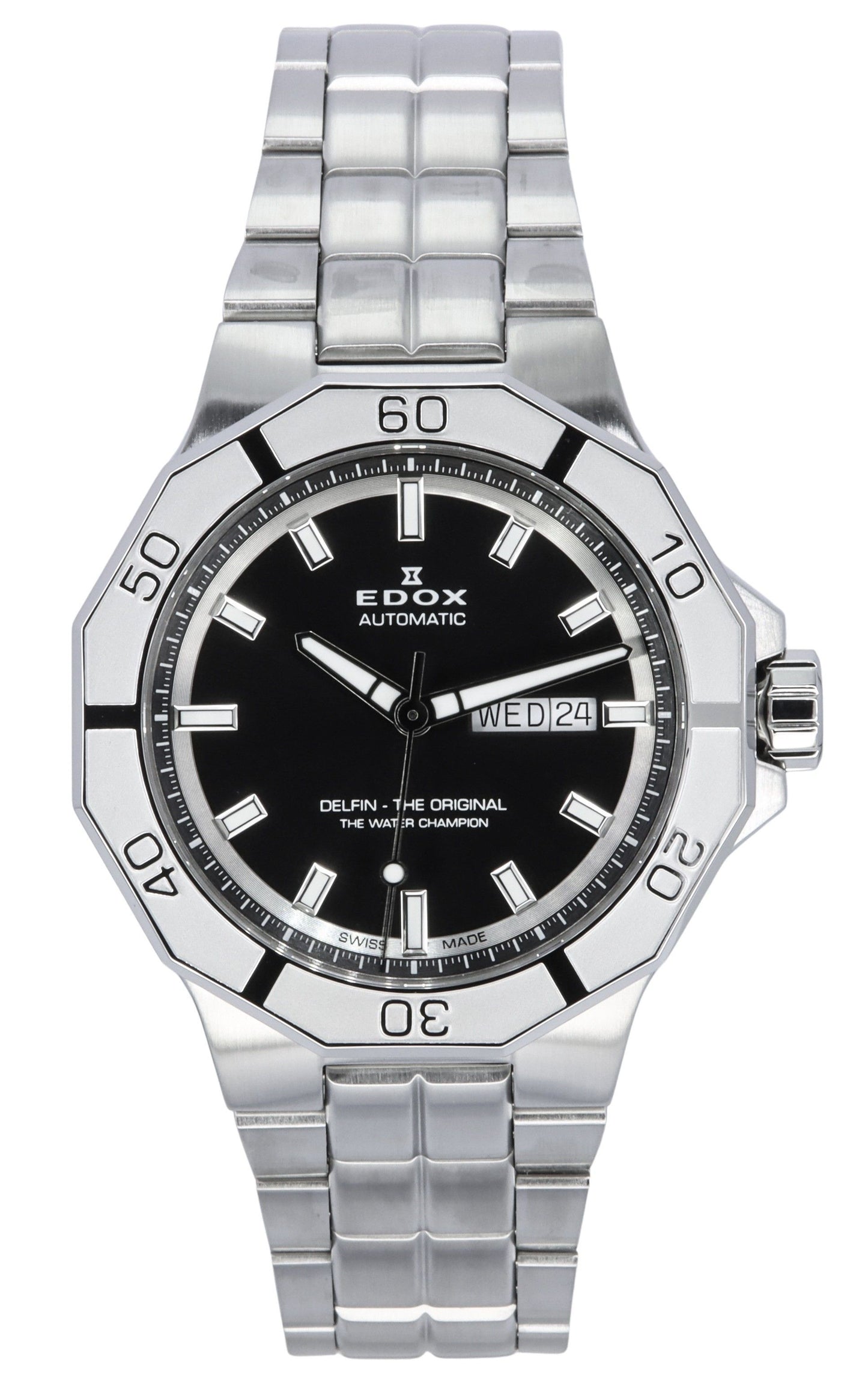 Edox Delfin The Original Day Date Black Dial Automatic Diver's 88008 3M NIN 200M Men's Watch