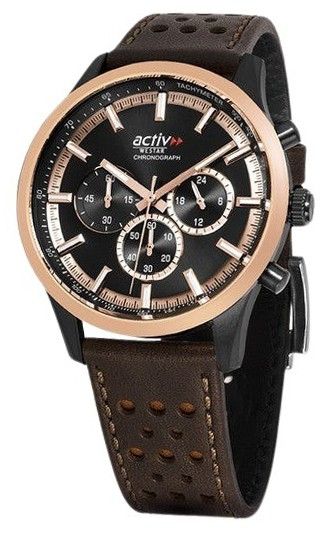 Westar Activ Chronograph Leather Strap Black Dial Quartz 90265BPN603 100M Men's Watch