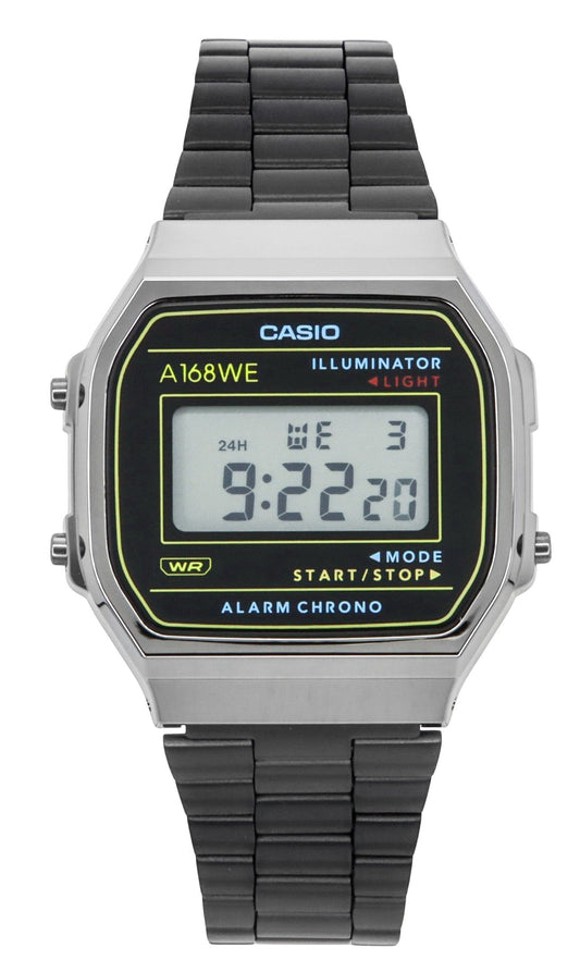 Casio Vintage Heritage Colors Stainless Steel Black Dial Quartz A168WEHB-1A Unisex Watch