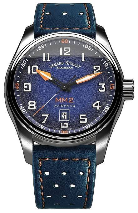 Armand Nicolet Tramelan MM2 Blue Dial Automatic A640P-BN-BP22641BAO 100M Leather Strap Men's Watch