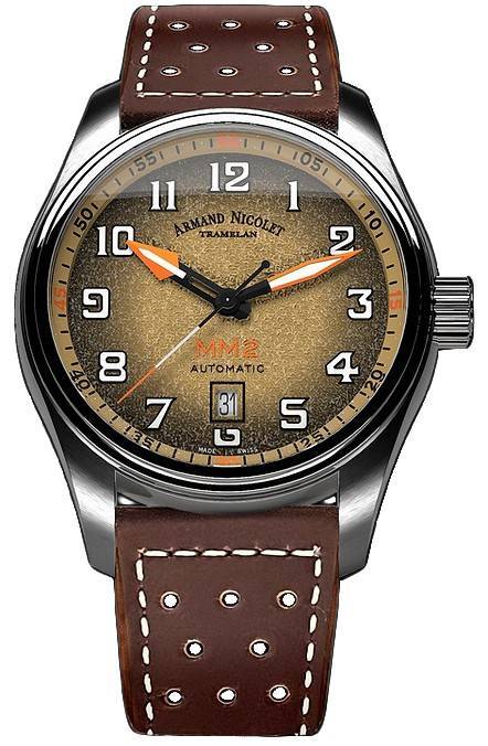 Armand Nicolet Tramelan MM2 Beige Dial Automatic A640P-KA-BP22641MAC 100M Leather Strap Men's Watch