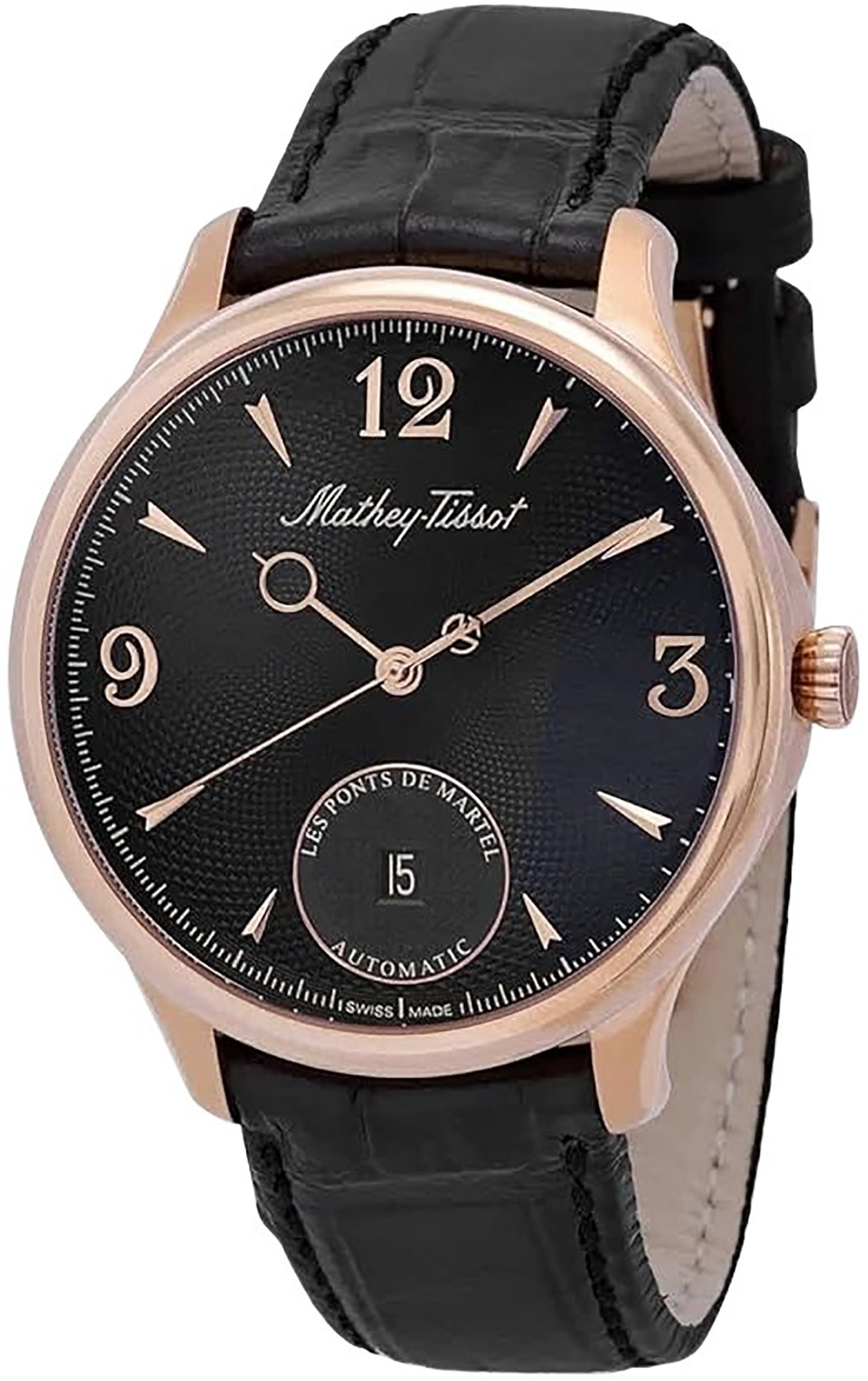 Mathey-Tissot Edmond Automatic Limited Edition Leather Strap Black Dial AC1886CN Men's Watch