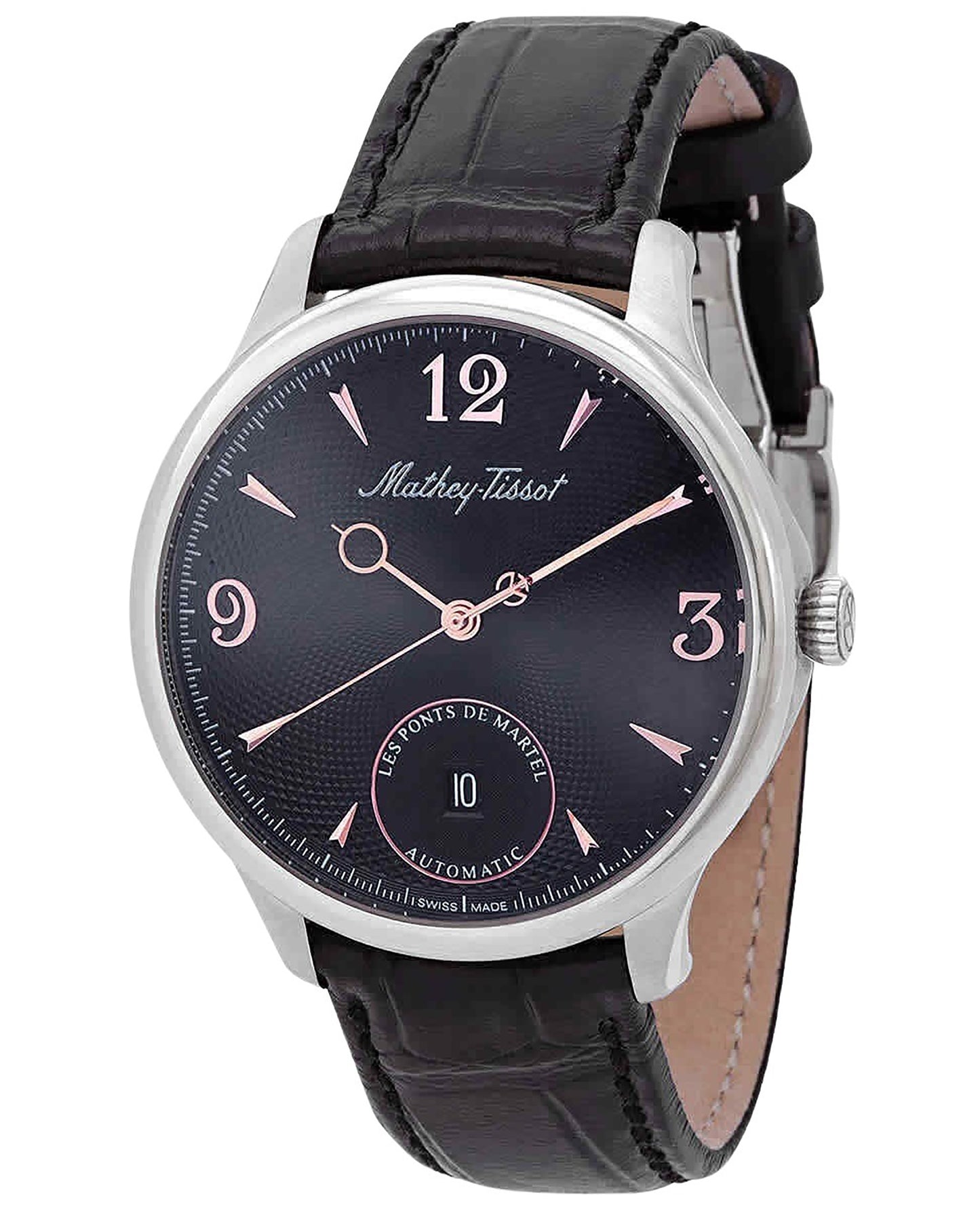 Mathey-Tissot Edmond Automatic Limited Edition Leather Strap Black Dial AC1886CNA Men's Watch