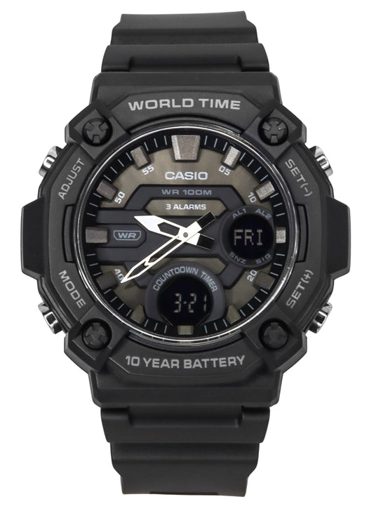 Casio Standard Analog Digital Resin Strap Grey Dial Quartz AEQ-120W-1BV 100M Men's Watch