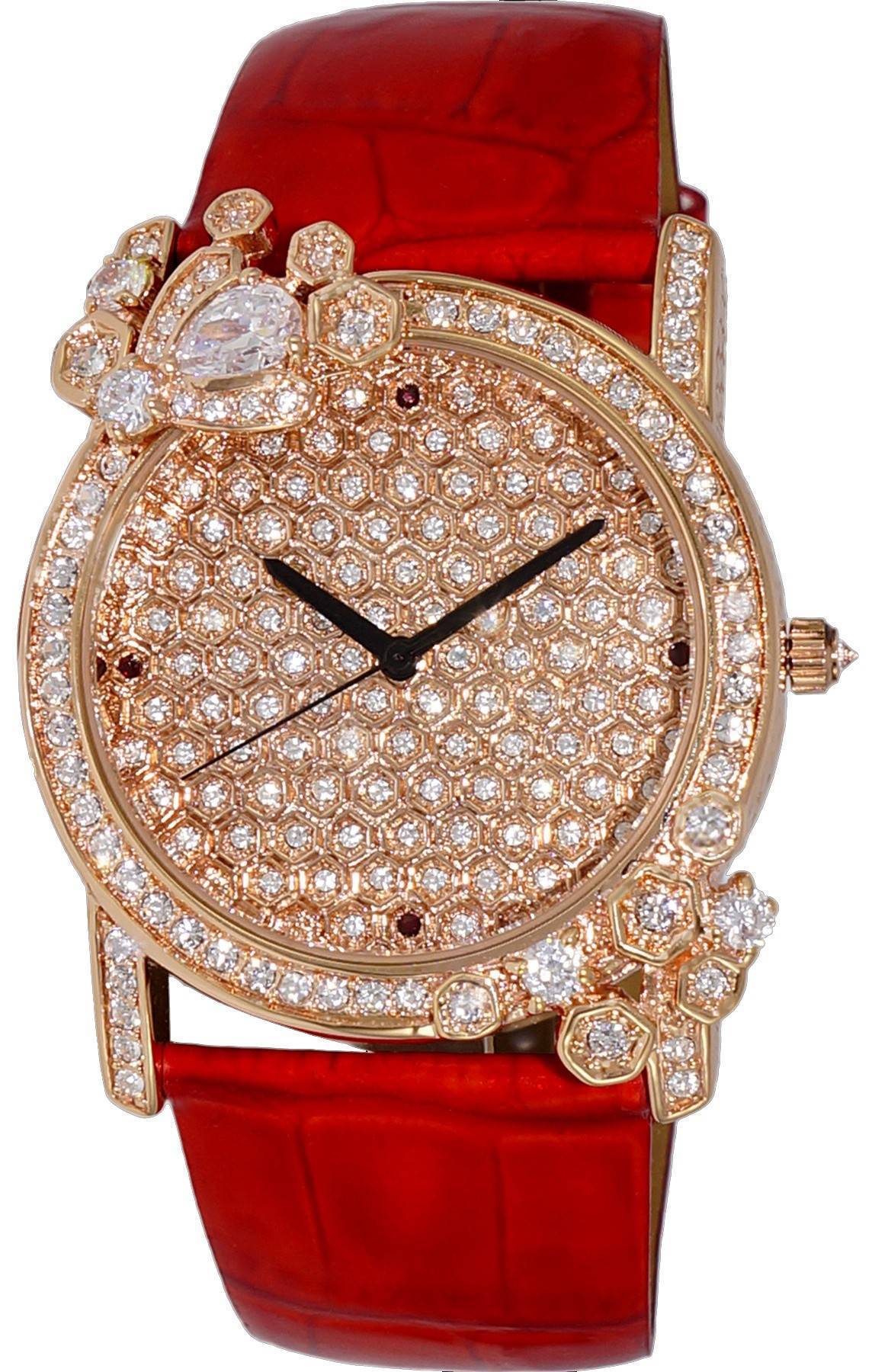 Adee Kaye Royale Collection Crystal Accents Rose Gold Austrian Stone Dial Quartz AK2000-LRG Women's Watch