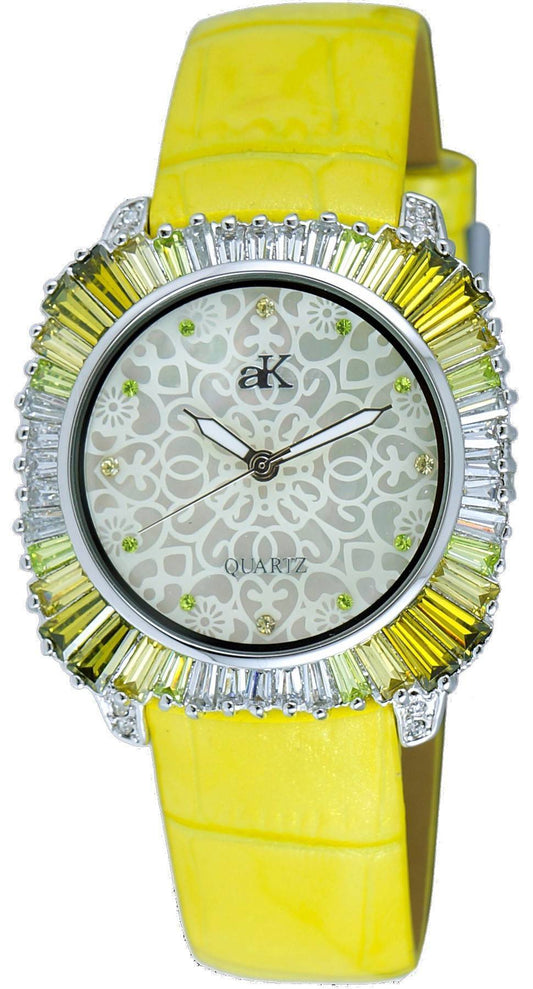 Adee Kaye Liberty - G2 Collection Crystal Accents Mother Of Pearl Dial Quartz AK2722-SGN Women's Watch