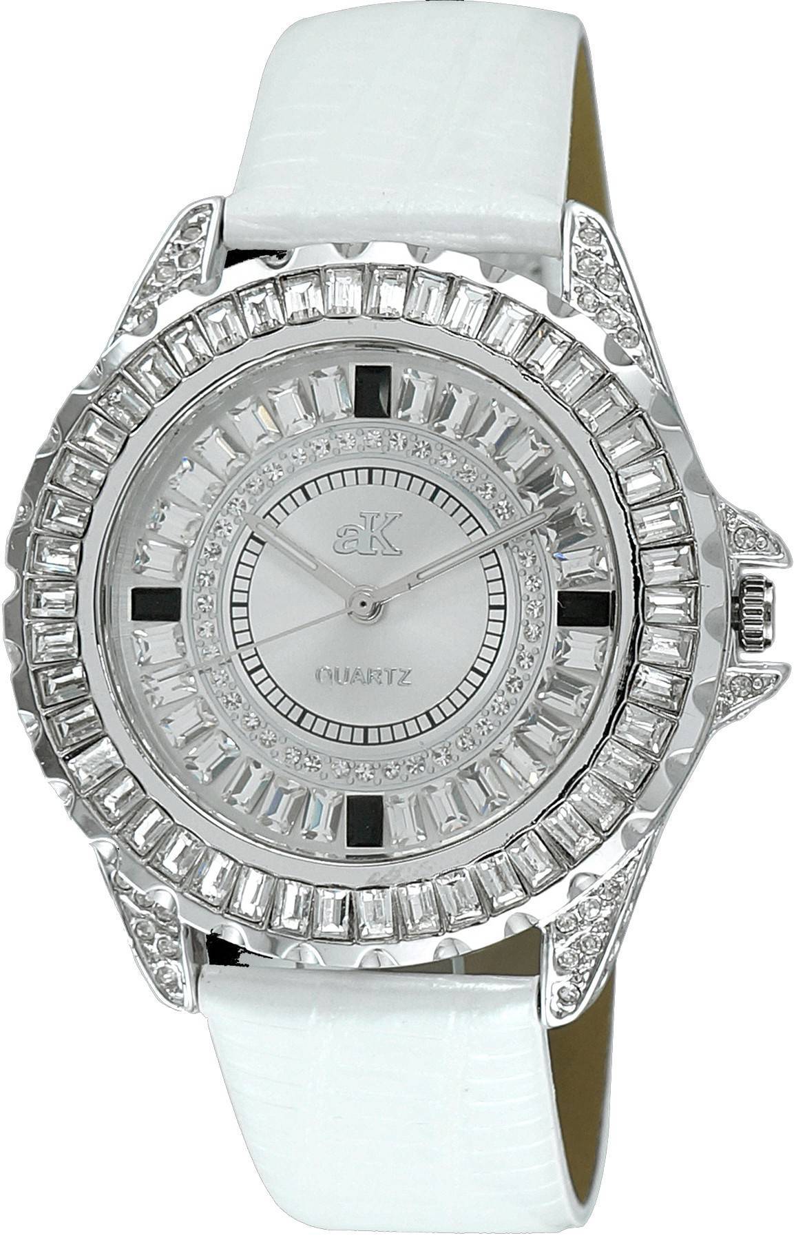 Adee Kaye Mondo G-3 Collection Crystal Accents Silver Brass Rhodium Plated Dial Quartz AK2727-S Women's Watch