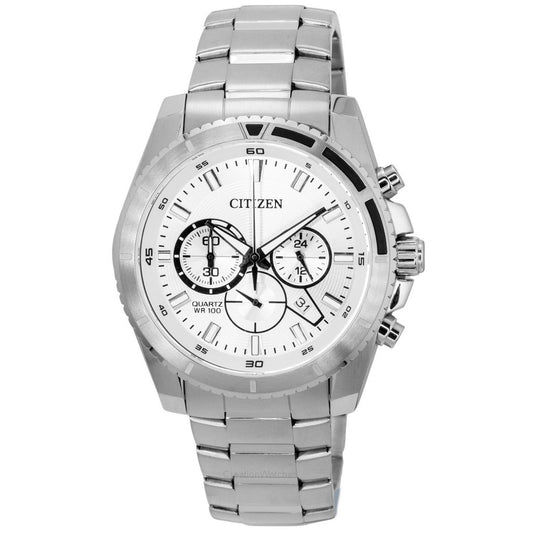 Citizen Chronograph Stainless Steel Silver Dial Quartz AN8200-50A 100M Men's Watch