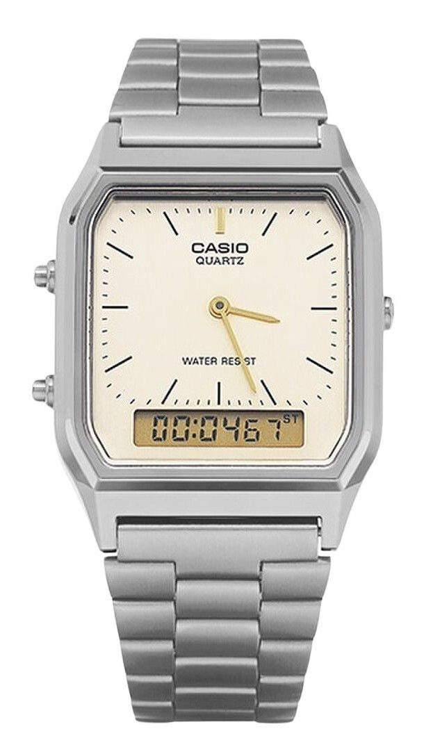 Casio Vintage Analog Digital Gray Ion Plated Quartz AQ-230GG-9A Men's Watch