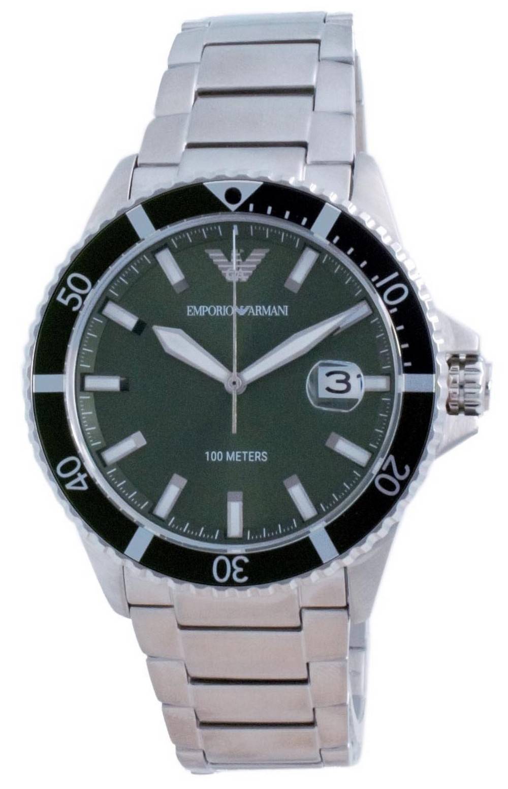 Emporio Armani Green Dial Stainless Steel Quartz AR11338 100M Men's Watch