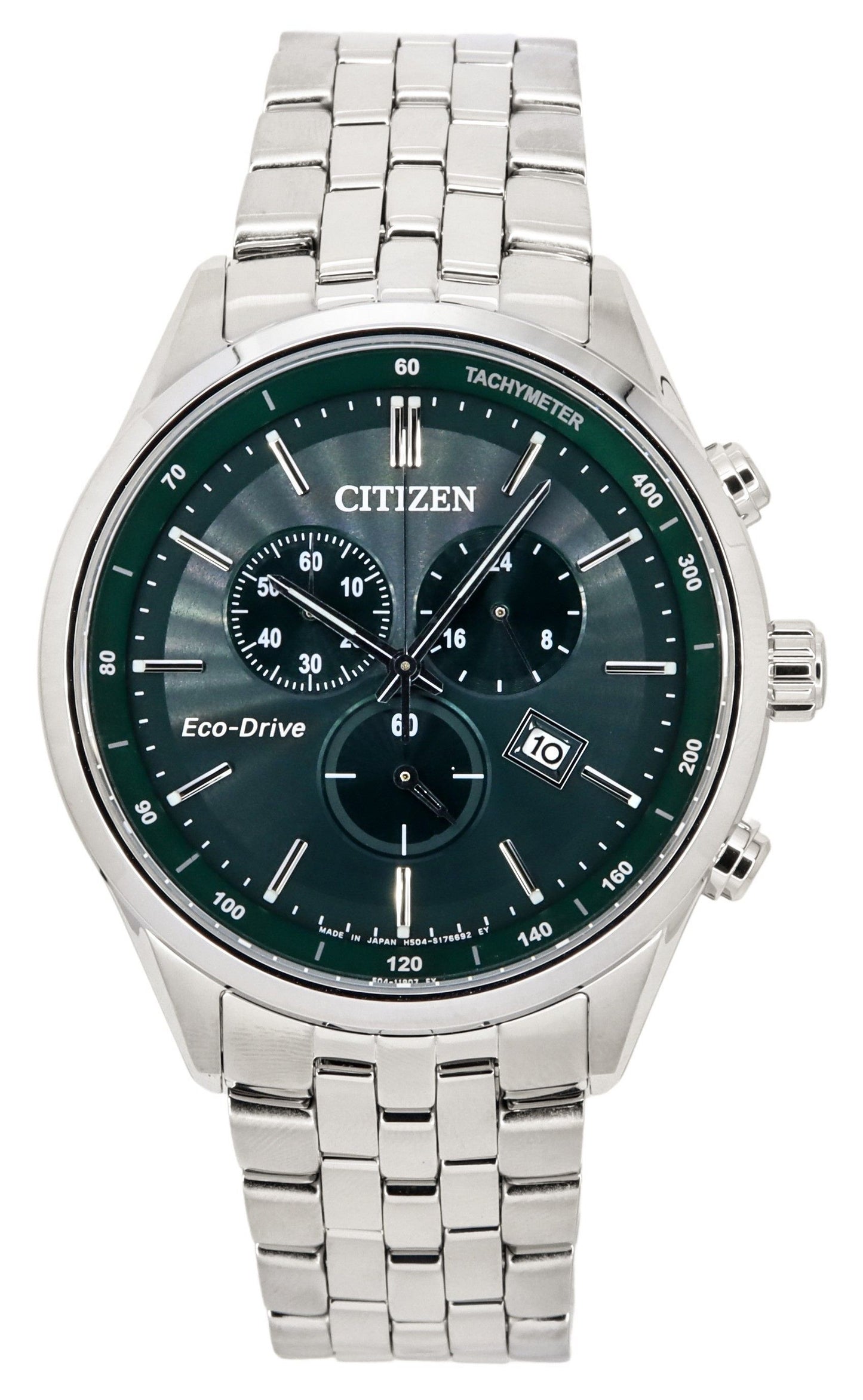 Citizen Classic Corso Eco-Drive Chronograph Stainless Steel Green Dial AT2149-85X 100M Men's Watch