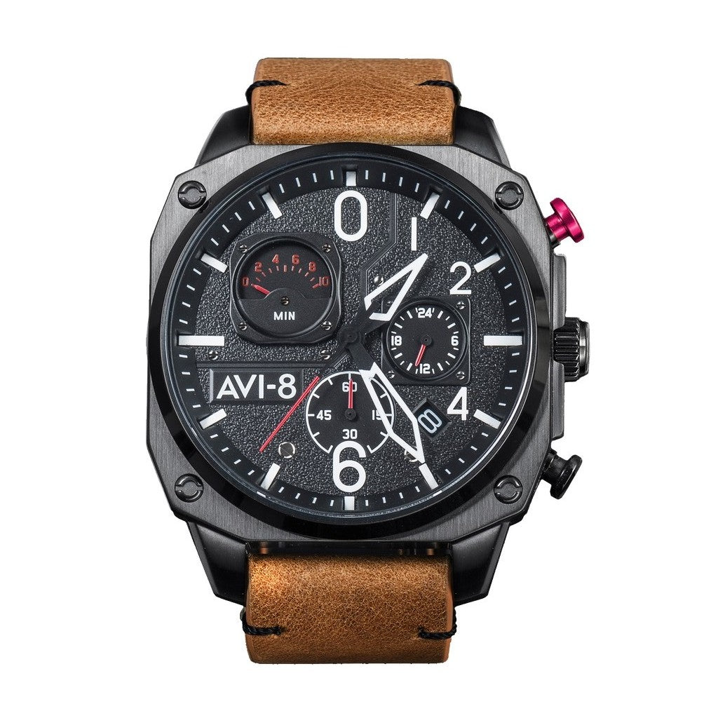 AVI-8 Hawker Hunter Charcoal Ember Brown Retrograde Chronograph Quartz AV-4052-02 Men's Watch