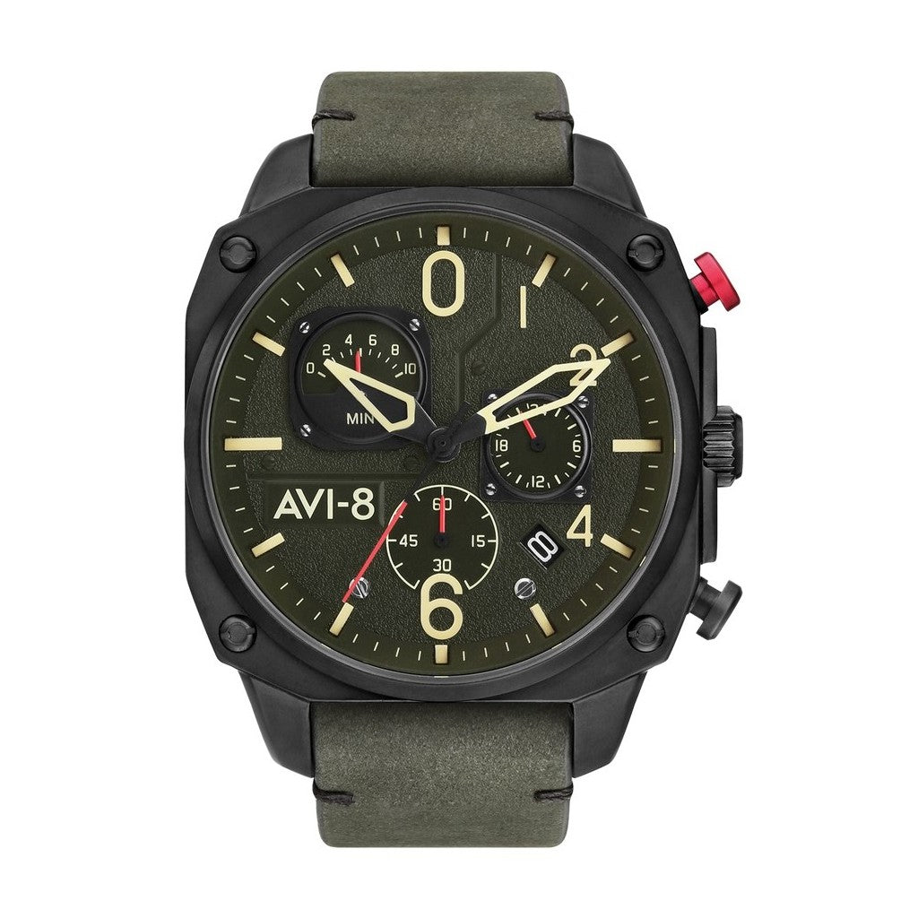 AVI-8 Hawker Hunter Deep Green Retrograde Chronograph Quartz AV-4052-08 Men's Watch