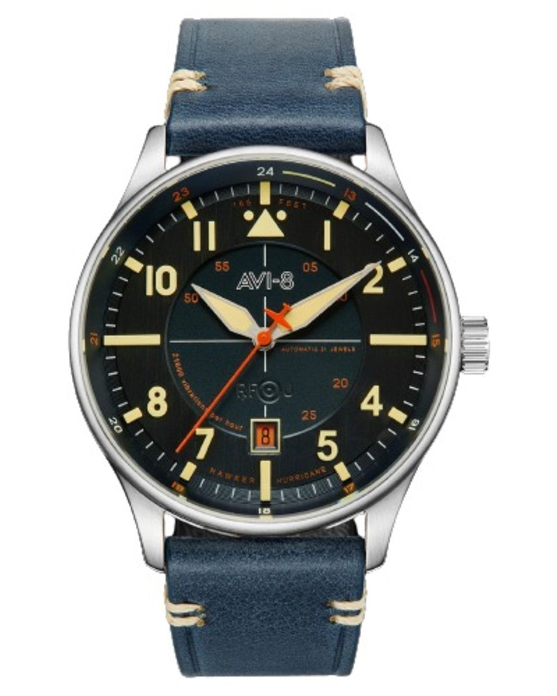 AVI-8 Hawker Hurricane Kent Automatic Sussex Leather Strap Blue Dial Automatic AV-4094-02 Men's Watch