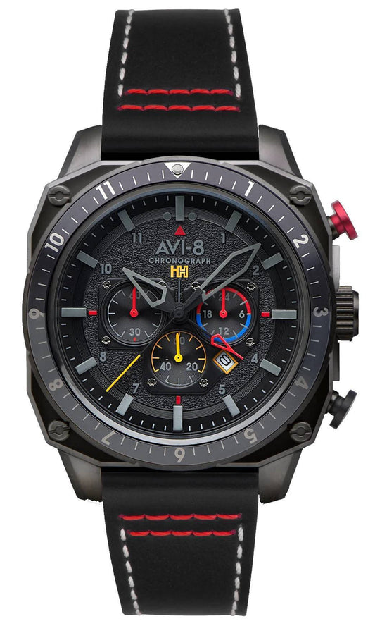 AVI-8 Hawker Hunter Atlas Dual Time Chronograph Black OPS Quartz AV-4100-04 Men's Watch