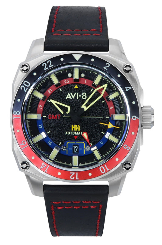 AVI-8 Hawker Hunter Atlas GMT Devil Black Dial Automatic AV-4122-01 Men's Watch
