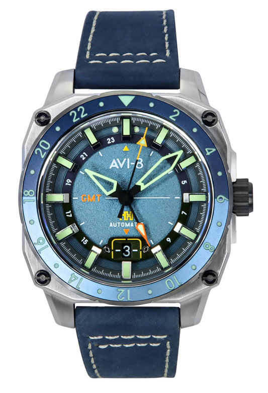 AVI-8 Hawker Hunter Atlas GMT Retro Blue Dial Automatic AV-4122-05 Men's Watch