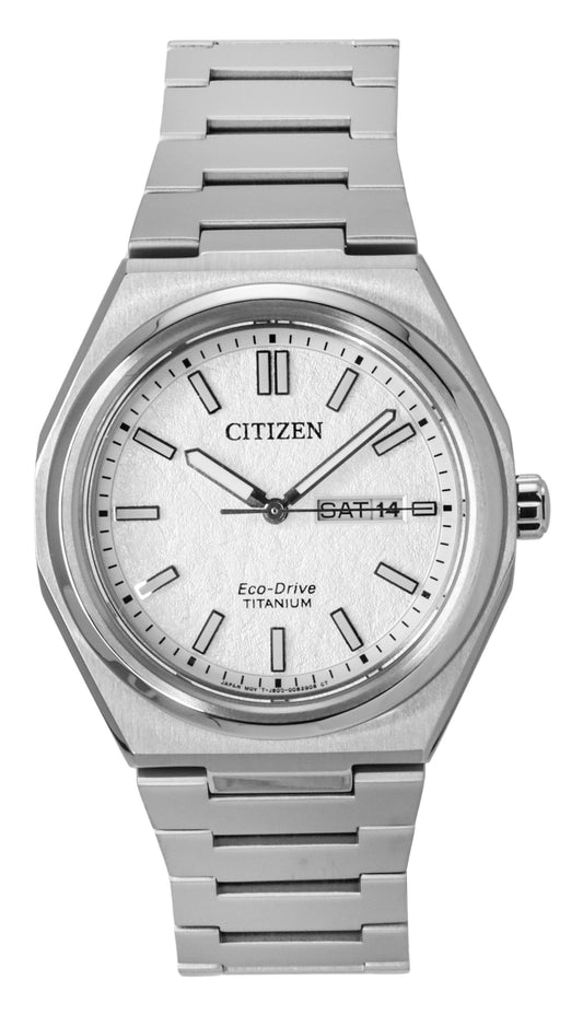 Citizen Zenshin Super Titanium White Dial Eco-Drive AW0130-85A 100M Men's Watch