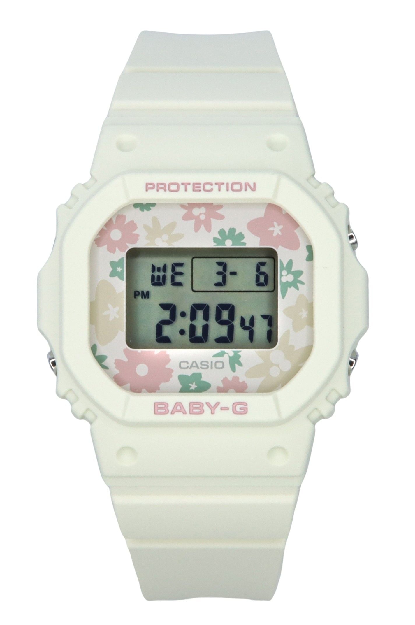 Casio Baby-G Retro Flower Field Digital White Resin Strap Quartz BGD-565RP-7 100M Women's Watch