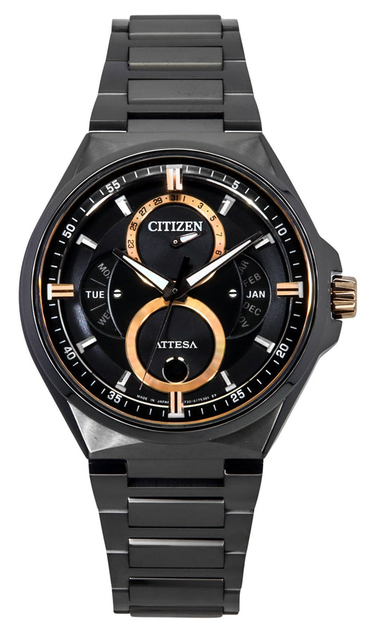 Citizen Attesa Moon Phase Super Titanium Black Dial Eco-Drive BU0065-64E 100M Men's Watch