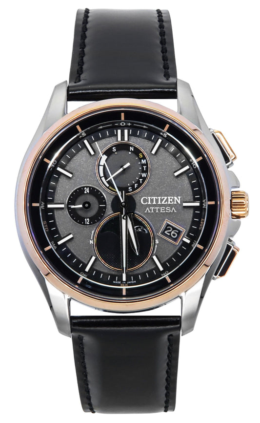 Citizen Attesa Radio-Controlled Leather Strap Grey Dial Eco-Drive BY1004-17X 100M Men's Watch