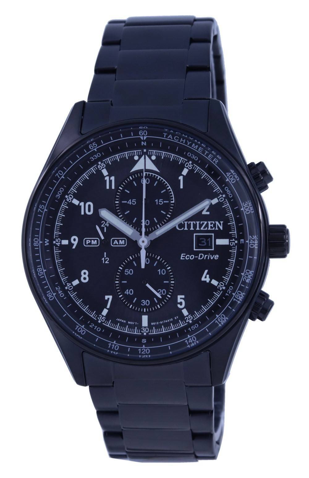 Citizen Chronograph Black Dial Stainless Steel Eco-Drive CA0775-87E 100M Men's Watch