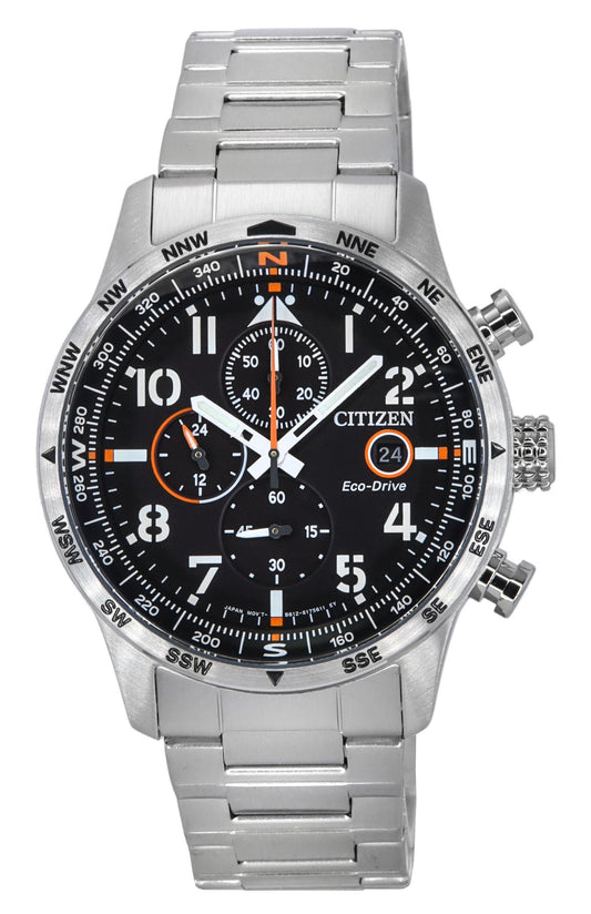 Citizen Eco-Drive Chronograph Stainless Steel Black Dial CA0790-83E 100M Men's Watch