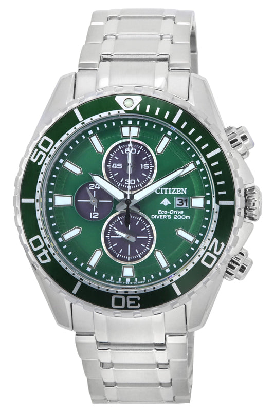 Citizen Promaster Chronograph Green Dial Eco-Drive Diver's CA0820-50X 200M Men's Watch