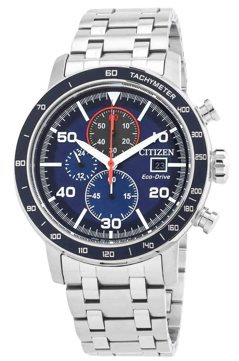 Citizen Brycen Chronograph Stainless Steel Blue Dial Eco-Drive CA0850-59L 100M Men's Watch